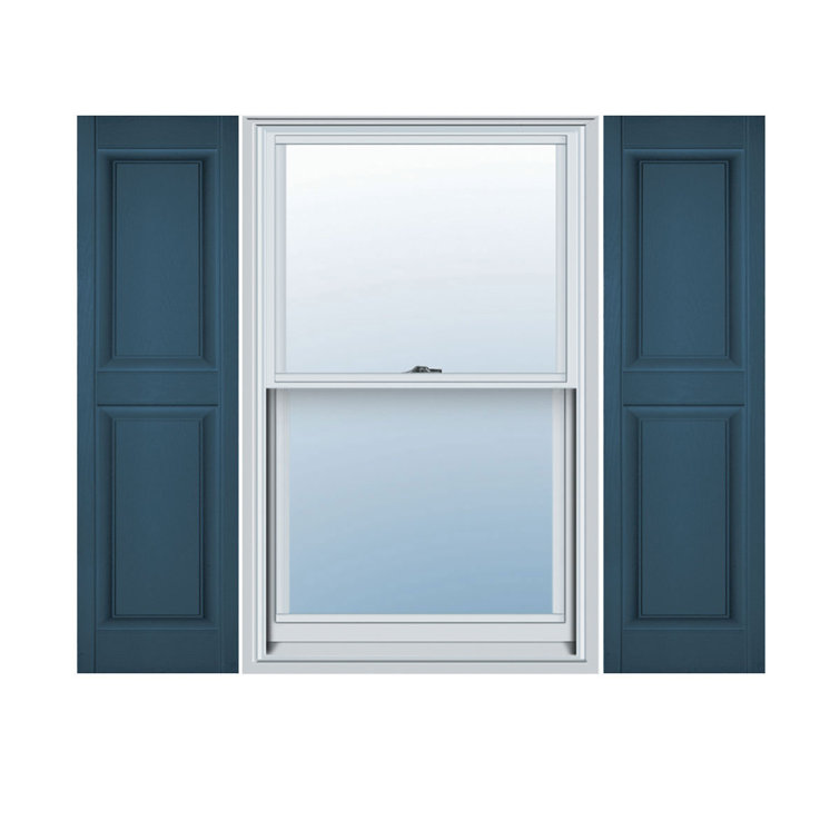 White Vinyl Raised Panel Shutters Pair, 12" x 66"