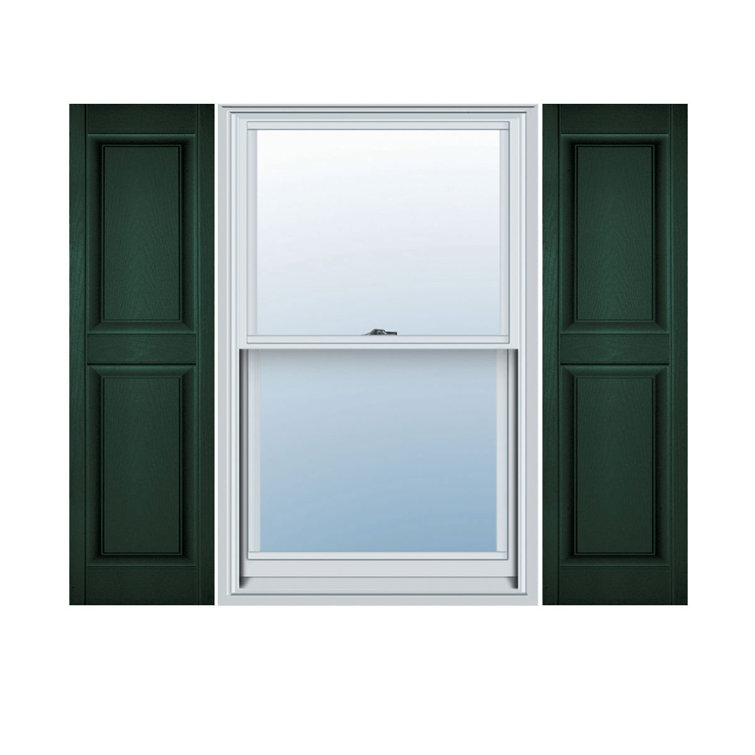 White Vinyl Raised Panel Shutters Pair, 12" x 66"