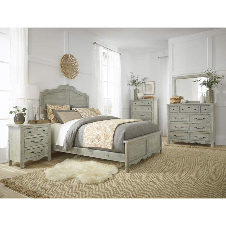 Traditional Gray 3-Drawer Nightstand in Rough Sawn Pine