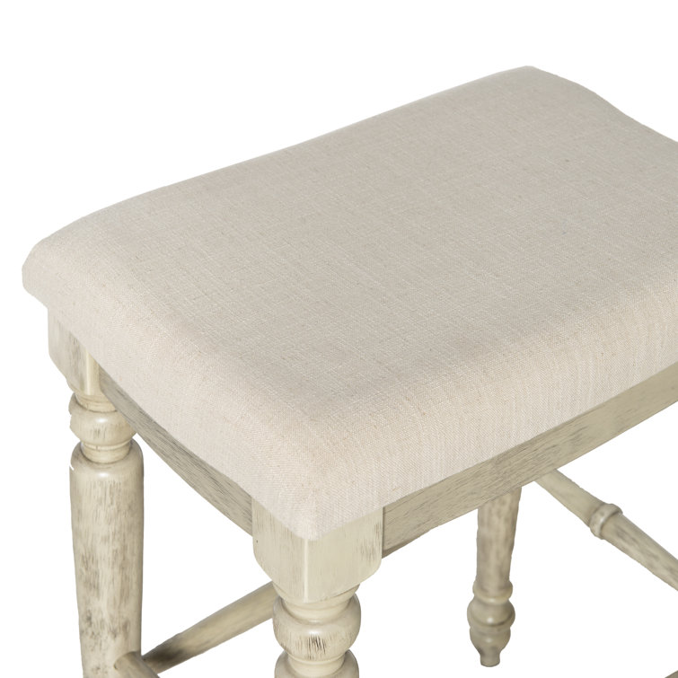 Elegant Marino 25" White Washed Wood Backless Counter Stool