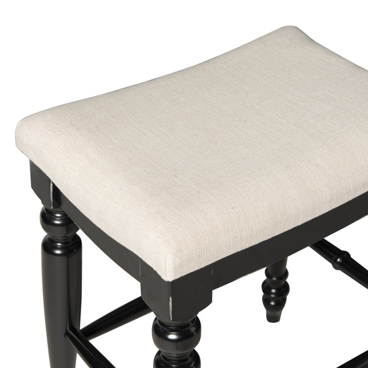 Marino 25" Black Wood Elegant Backless Counter Stool