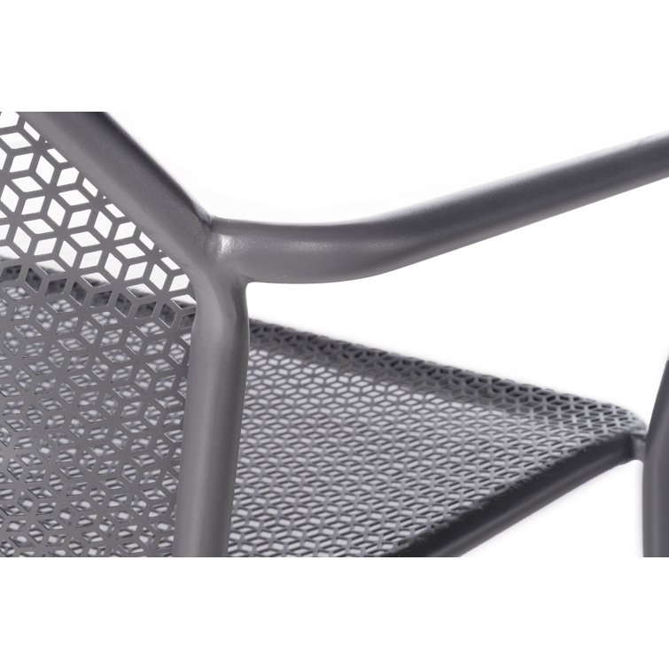 Gray Iron Outdoor Patio Bench with Mesh Design