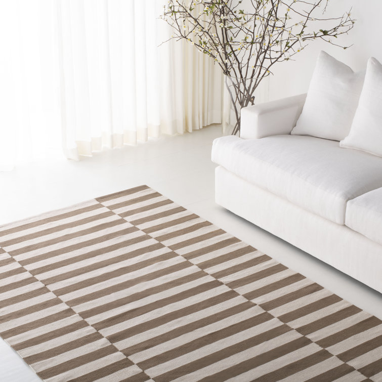 Ludlow Ivory Stripe Handmade Cotton Area Rug 4'x6'
