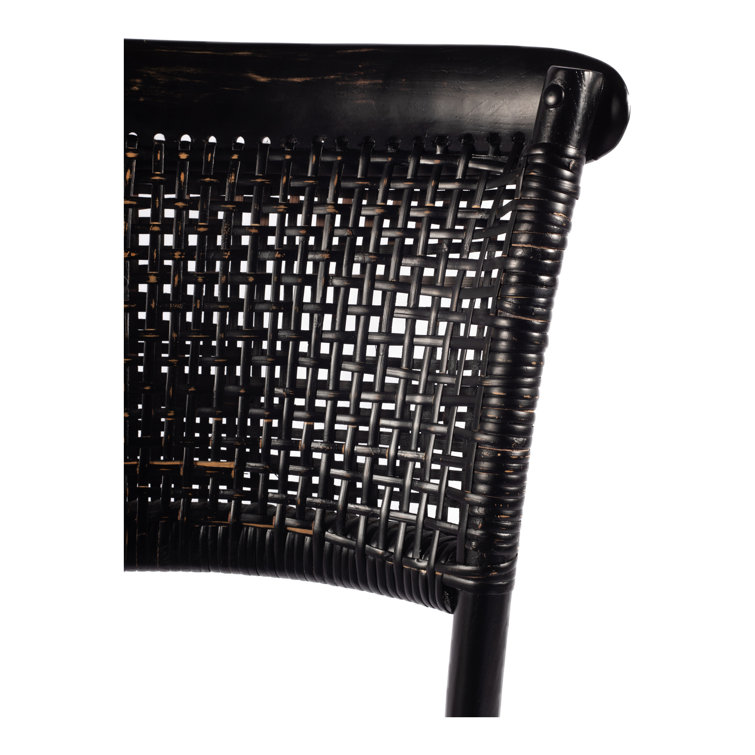 Transitional Rustic Black Wood & Cane Side Chair