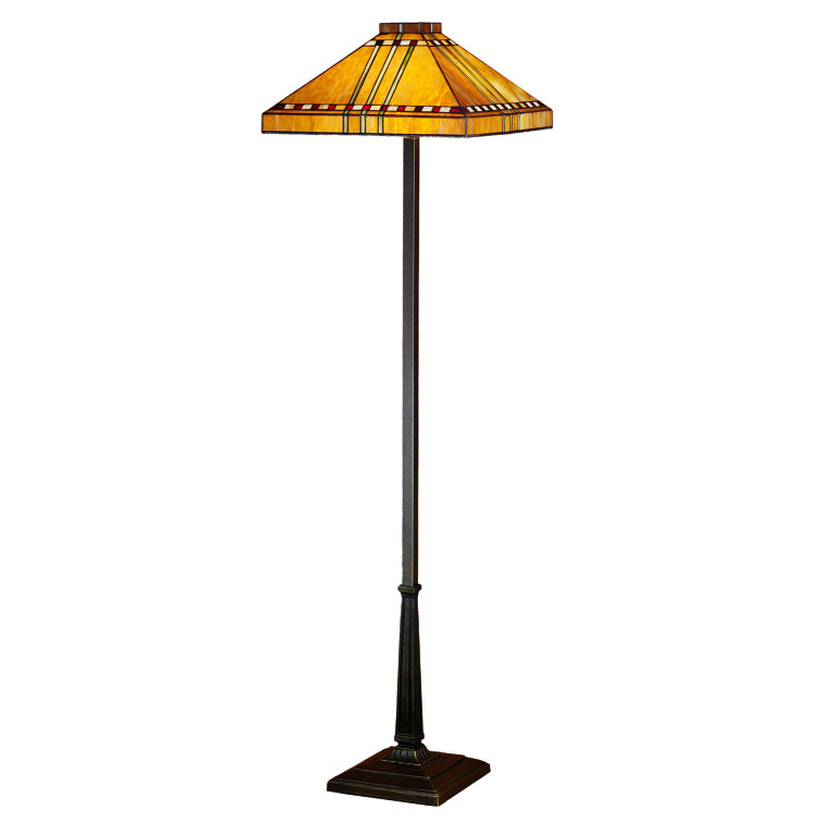Meyda Tiffany Prairie Corn Mahogany Bronze Stained Glass Floor Lamp