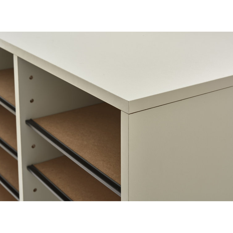Elegant Gray 36-Compartment Adjustable Wood Literature Sorter