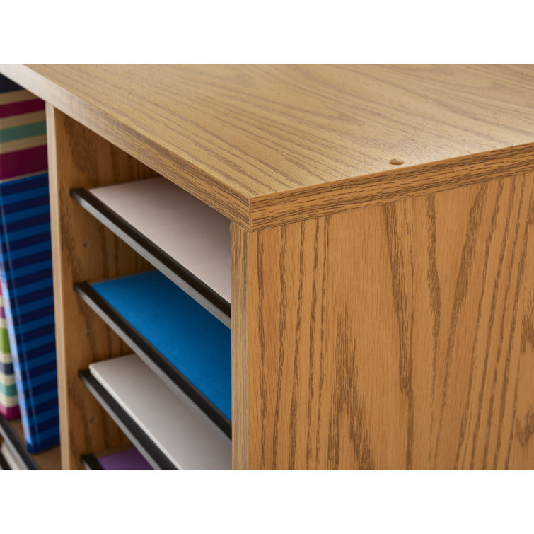 Medium Oak 36-Compartment Adjustable Wood Organizer