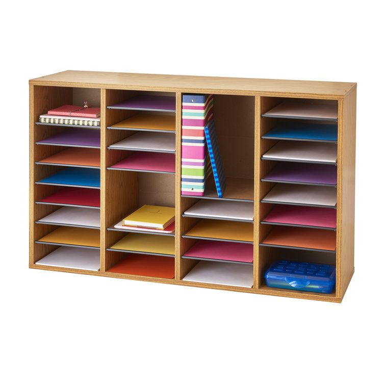 Medium Oak 36-Compartment Adjustable Wood Organizer