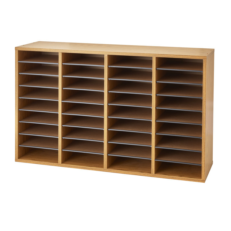 Medium Oak 36-Compartment Adjustable Wood Organizer