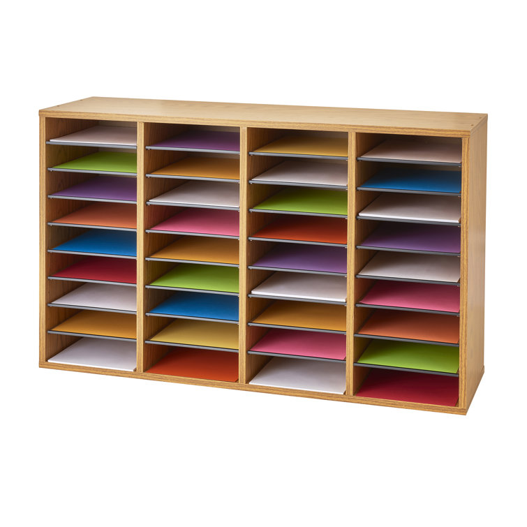 Medium Oak 36-Compartment Adjustable Wood Organizer