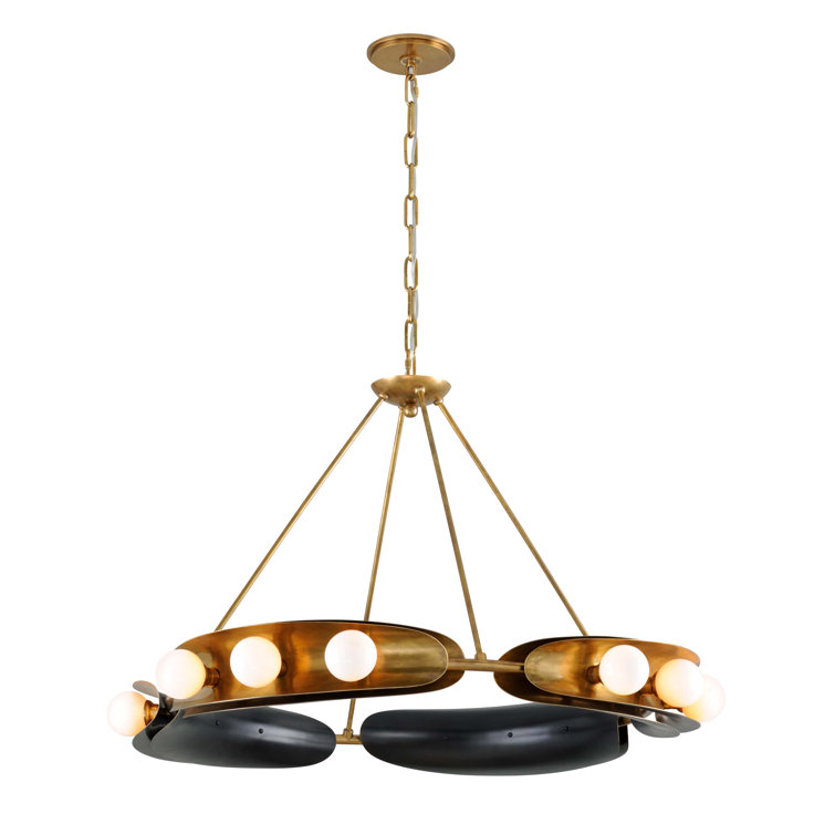 Hopper 41'' Brass and Black 12-Light Chandelier