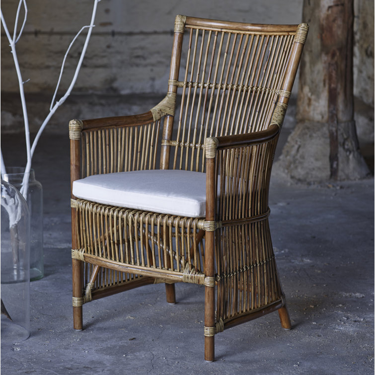 Antique Snow White Handcrafted Rattan Accent Chair