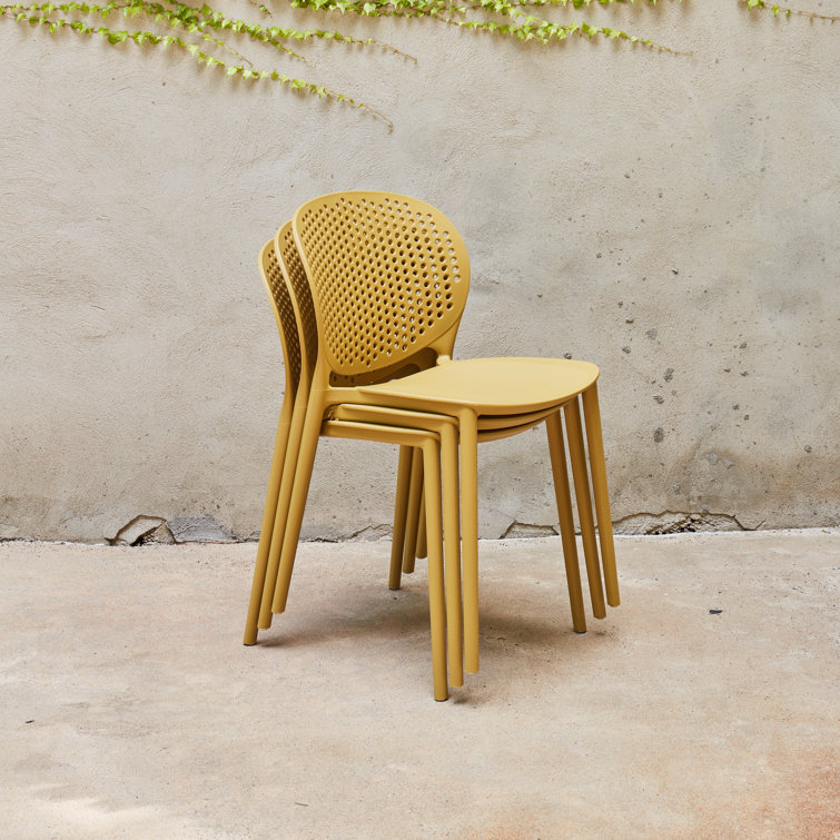Ginger Polypropylene Armless Outdoor Stacking Dining Side Chair Set