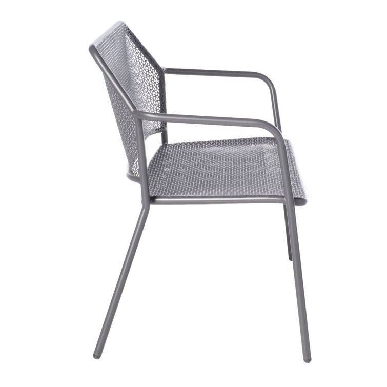 Gray Iron Outdoor Patio Bench with Mesh Design
