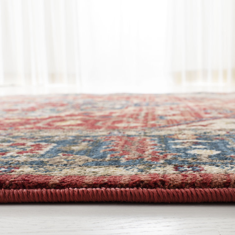 Chloe Medallion Square Rug 79" Synthetic Red/Navy