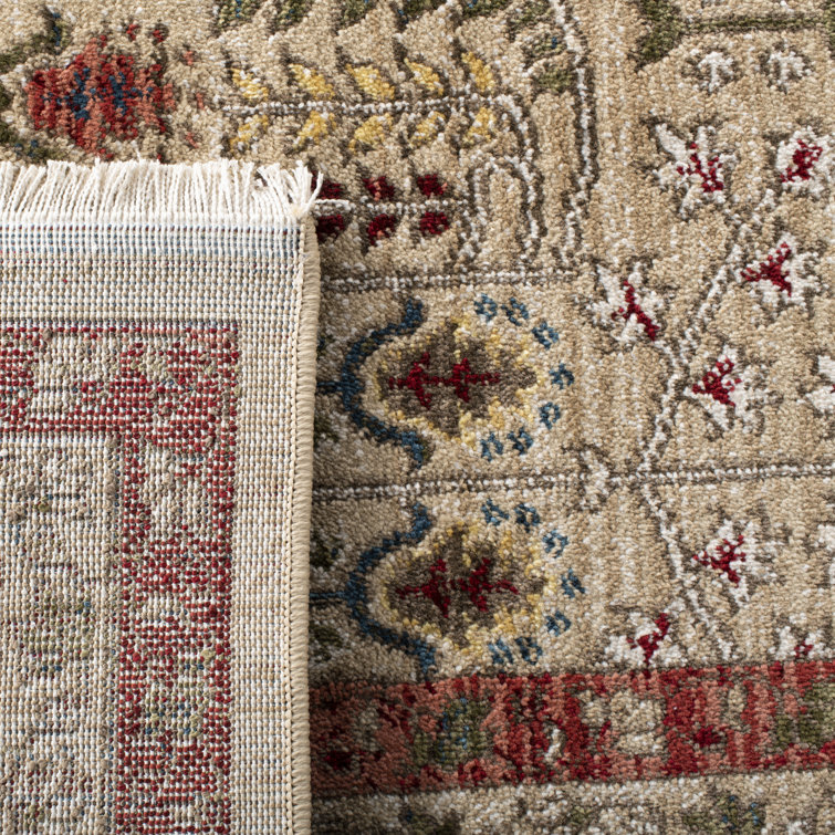 Elegant Margaux Square Area Rug in Red & Beige, Hand-Knotted Wool Blend, 79x79