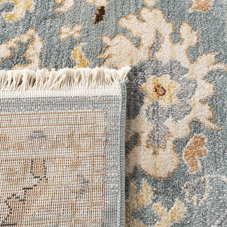 Elegant Light Grey & Beige Floral 8' x 10' Synthetic Area Rug