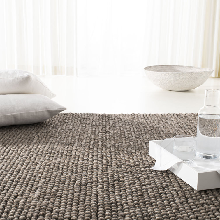 Chocolate Hand-Knotted Wool and Cotton Square Rug