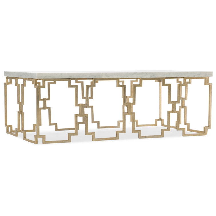 Evermore Rectangular Marble Cocktail Table with Gold Metal Base