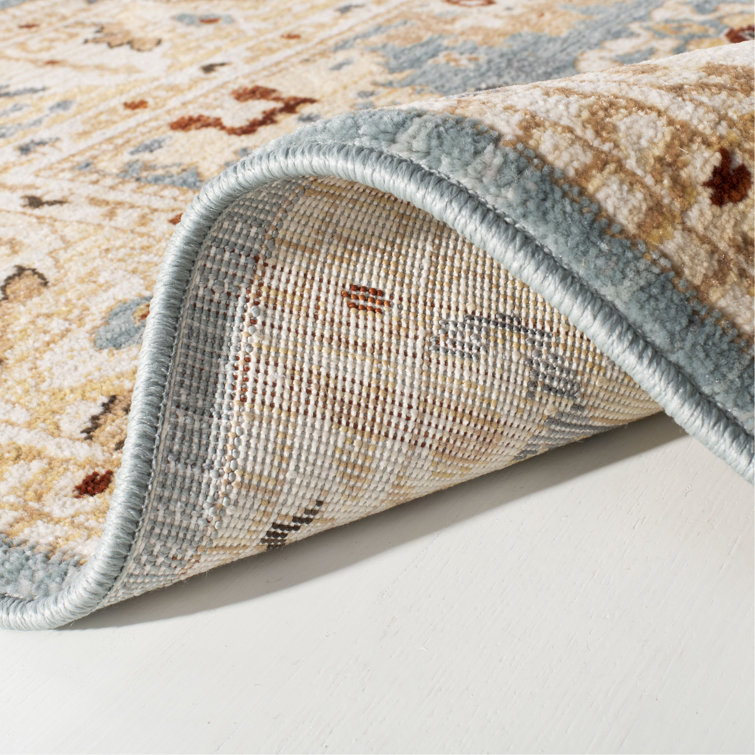 Elegant Light Grey & Beige Floral 8' x 10' Synthetic Area Rug