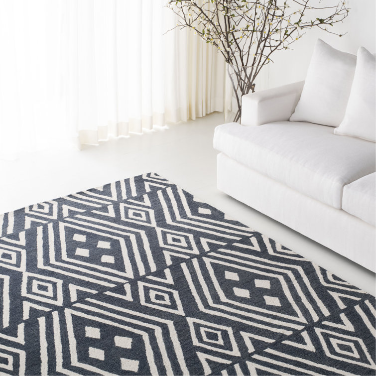 Slate Geometric Handmade Tufted Wool Rectangular Rug 8' x 10'