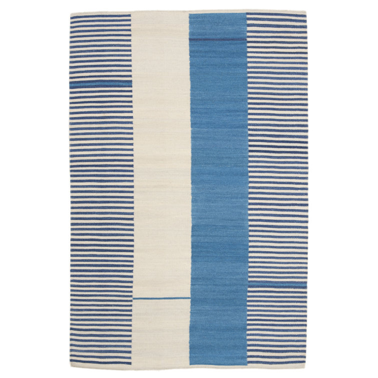 Aryn Pool Stripe Handwoven Wool 4' x 6' Area Rug
