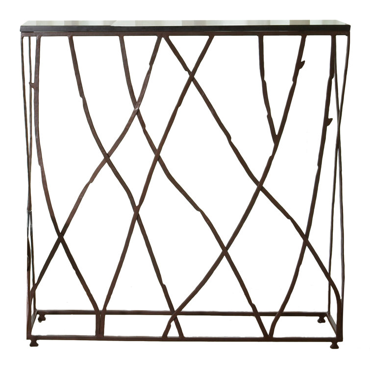 Branch-Inspired 36" Wood, Stone & Metal Console Table