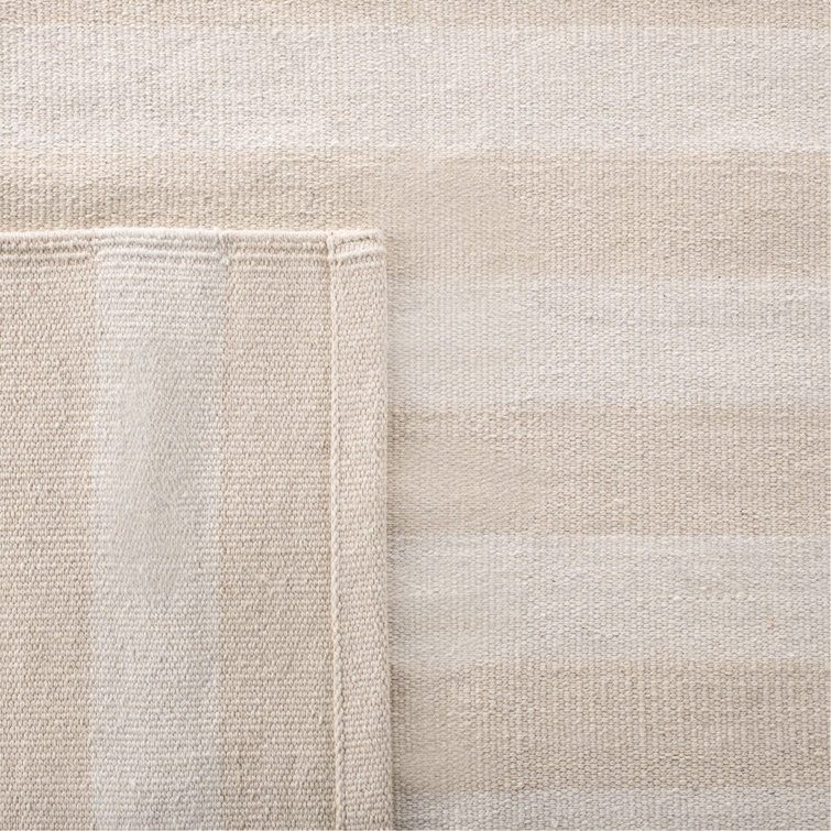Alabaster Stripe Handmade Cotton Area Rug, 9' x 12'