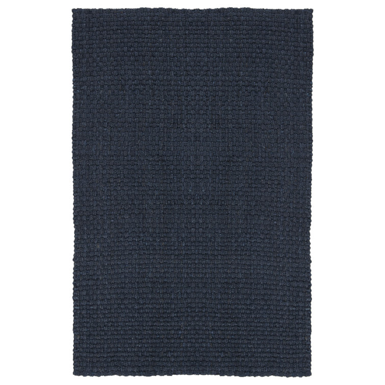 Hand-Knotted Navy Jute 4' x 6' Basket Weave Area Rug