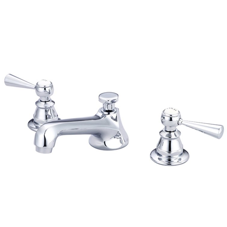 Classic Widespread Chrome Lavatory Faucet with Porcelain Labels
