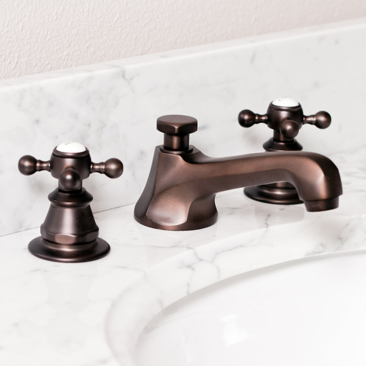 Oil Rubbed Bronze Widespread Bathroom Faucet with Cross Handles