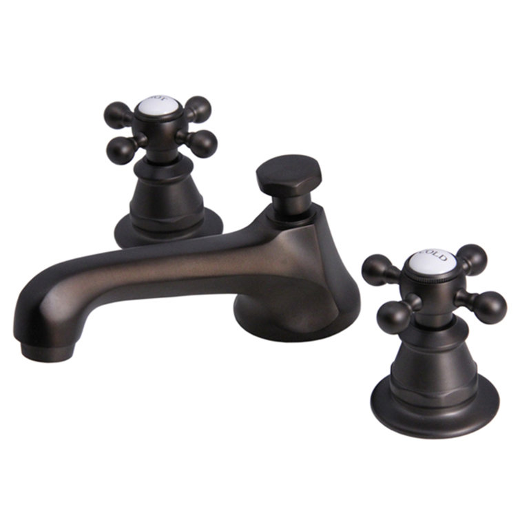 Oil Rubbed Bronze Widespread Bathroom Faucet with Cross Handles