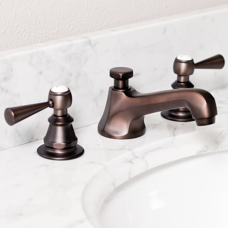 Oil Rubbed Bronze Widespread Bathroom Faucet with Cross Handles