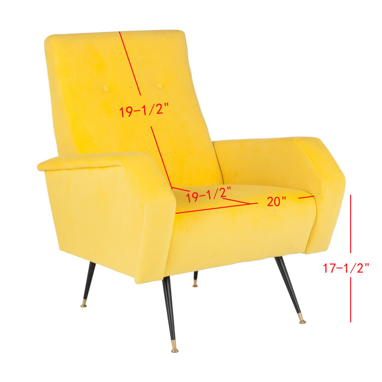 Aida Yellow Velvet Mid-Century Modern Accent Chair