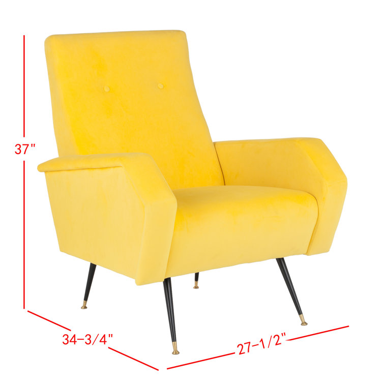 Aida Yellow Velvet Mid-Century Modern Accent Chair