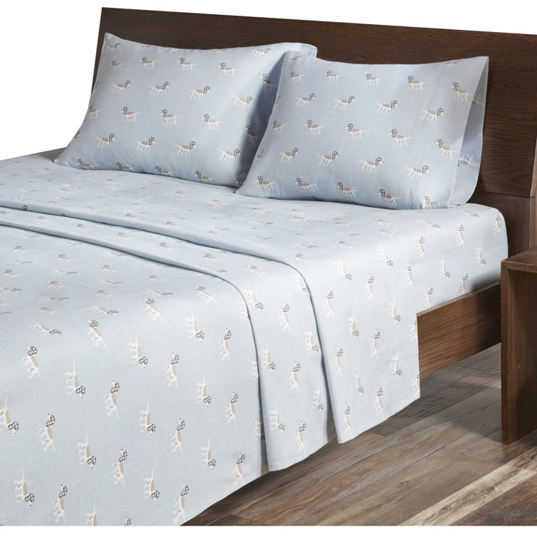 King Gray Cotton Flannel Animal Print Bedding Set