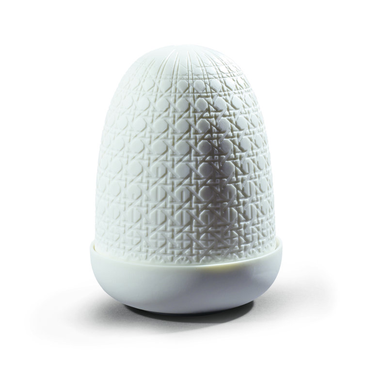 White Outdoor Wicker Dome LED Stick Lamp