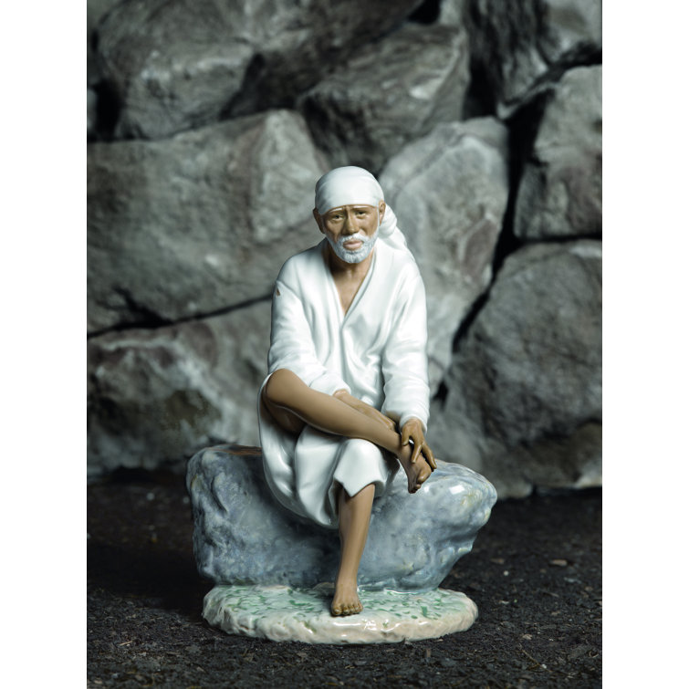 Glossy Porcelain Sai Baba Figurine, 10-inch