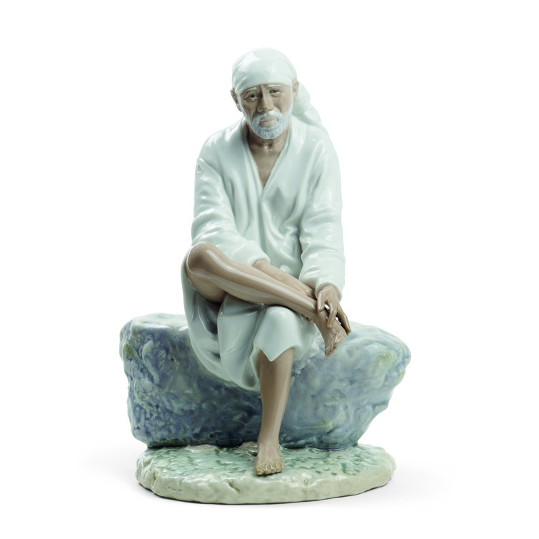 Glossy Porcelain Sai Baba Figurine, 10-inch