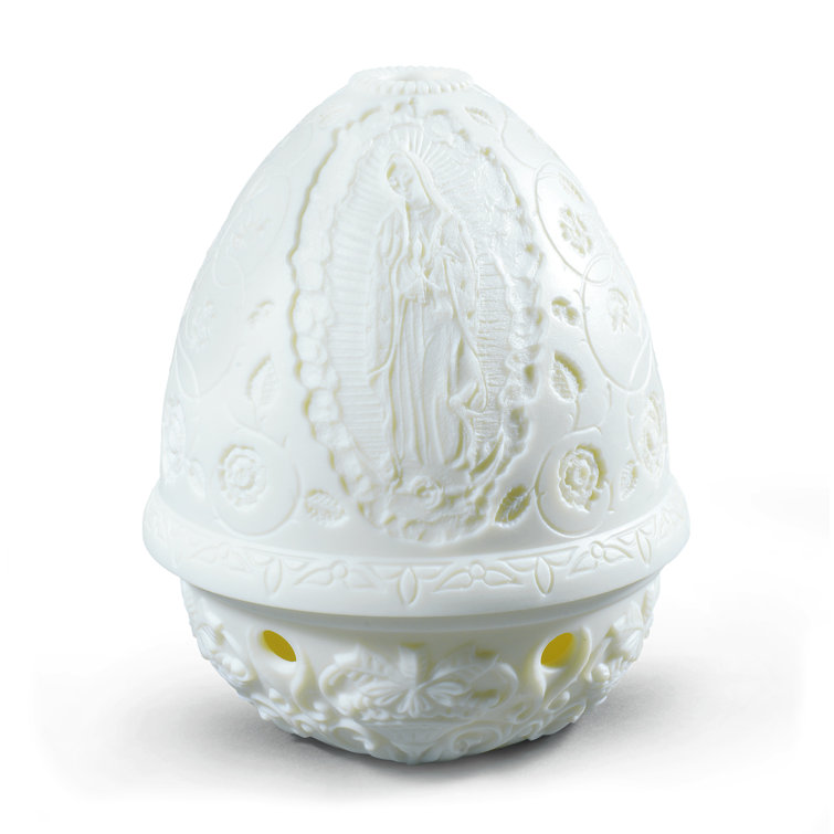 Matte White Ceramic Guadalupe Lithophane Votive Light