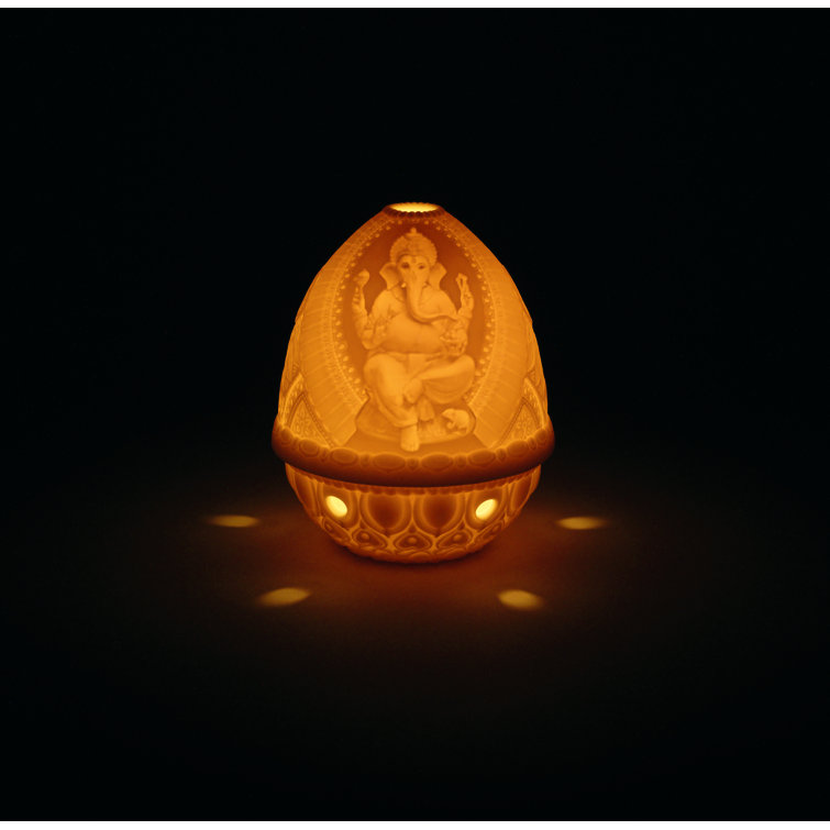 Lord Ganesha Ceramic Lithophane Votive Light