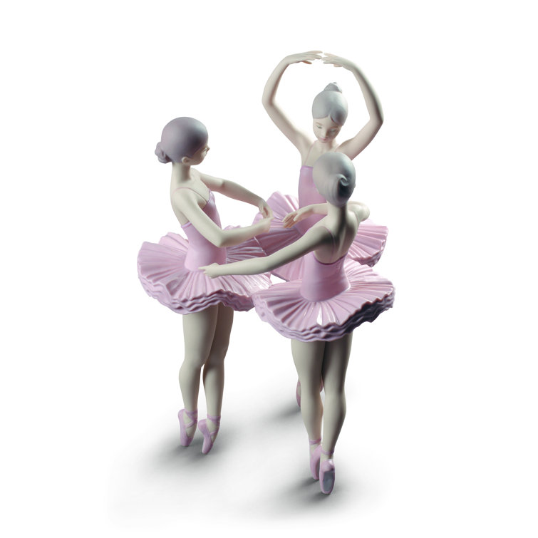 Pastel Pink Crystal Ballet Trio Figurine