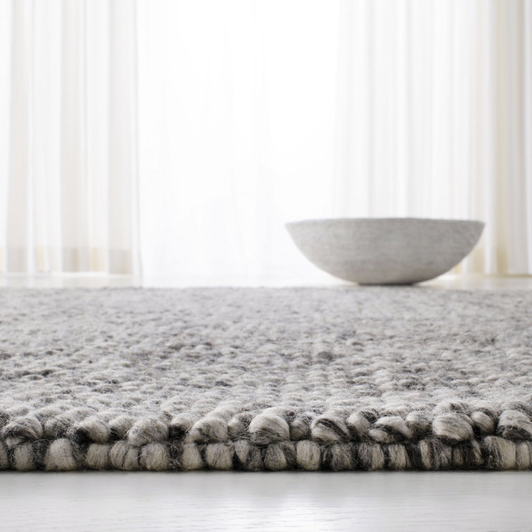 Gray Stripe Hand-Knotted Wool Viscose Cotton Rug 9' x 12'