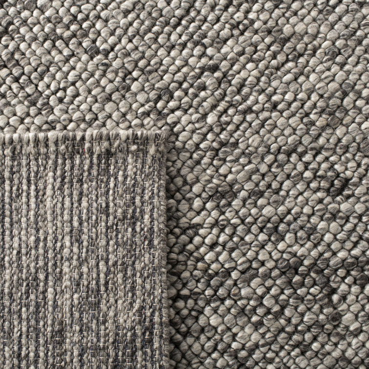 Gray Stripe Hand-Knotted Wool Viscose Cotton Rug 9' x 12'