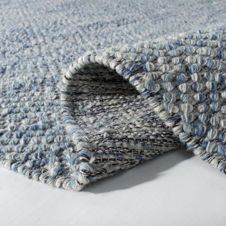 Eleanora Hand-Knotted Blue Wool & Viscose 7' Square Trellis Rug