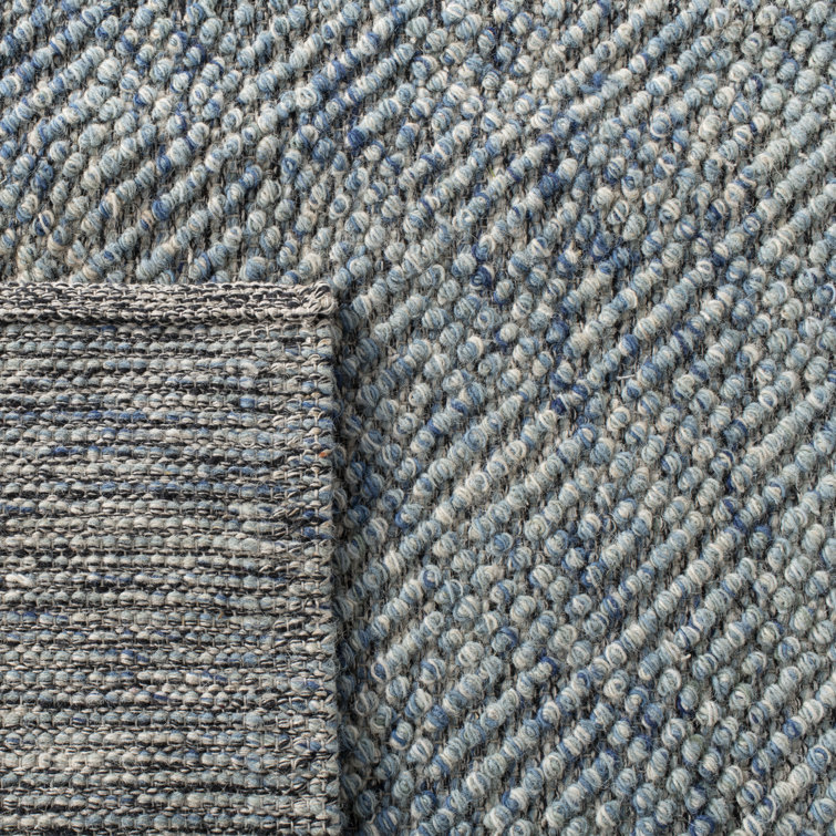 Eleanora Hand-Knotted Blue Wool & Viscose 7' Square Trellis Rug