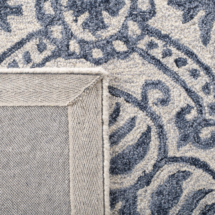 Ivory Floral Handmade Wool 8' x 10' Tufted Rug