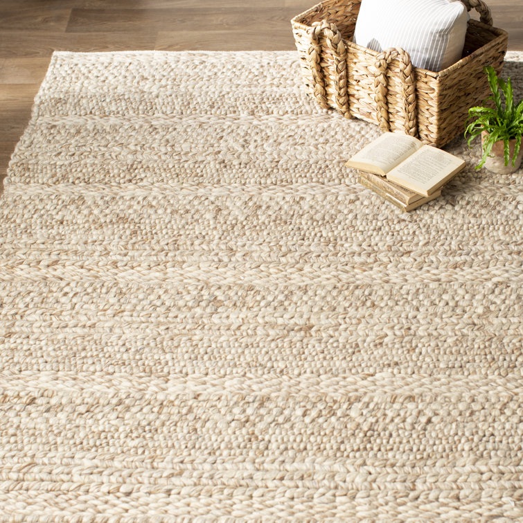 Ivory Braided Elegance 5' x 8' Handmade Wool Area Rug