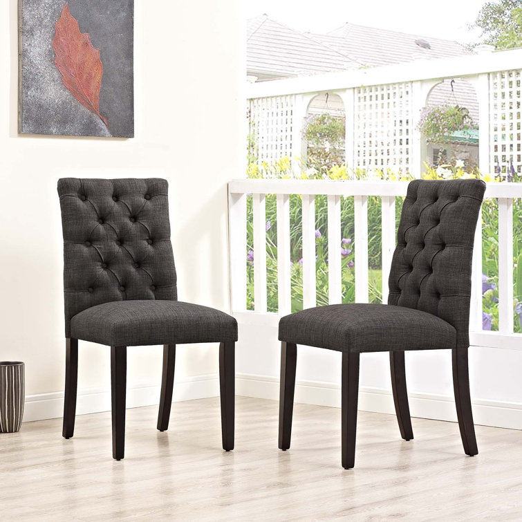Duchess Luxurious Brown Fabric Upholstered Dining Chair Set