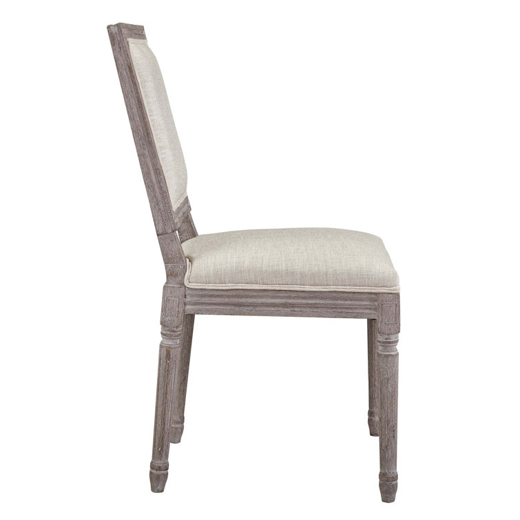 Vintage French Beige Upholstered Wood Side Chair Set